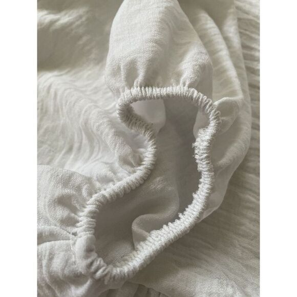 ASOS Design White Ruffle Blouse US 8 EU 40 Long Sleeve Peplum Feminine Style - Picture 6 of 8